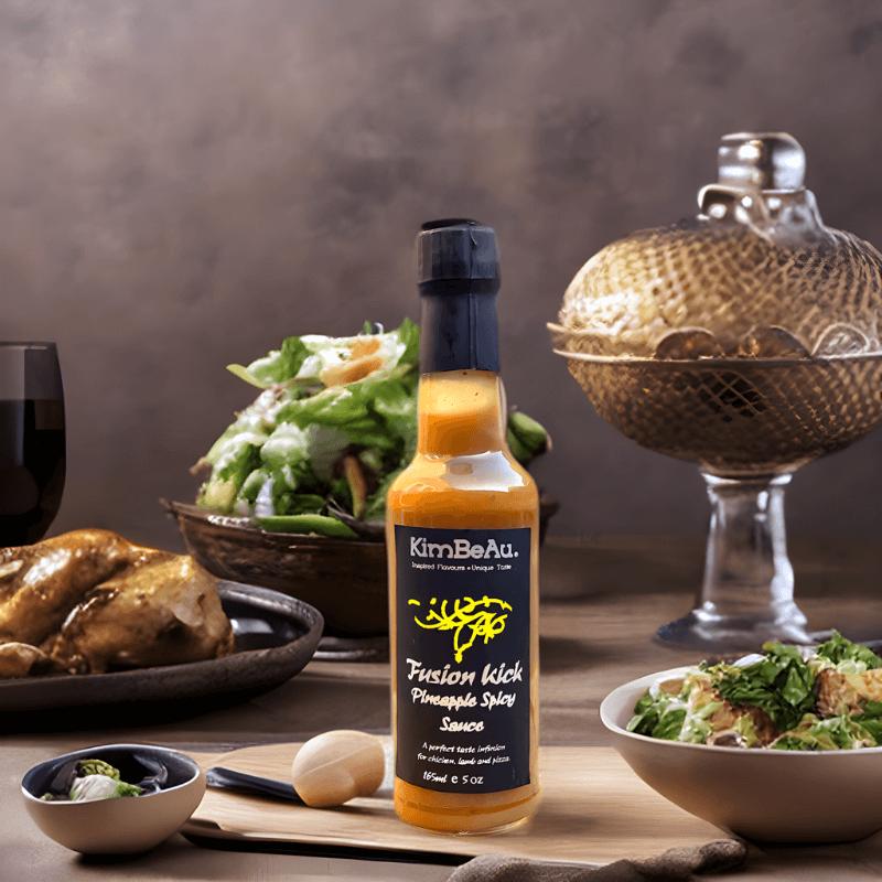 "Fusion Kick Spicy Sauces: Unleash the bold flavours with our tantalising range of spicy sauces. A perfect fusion of heat and taste to elevate your dishes to a new level of excitement."