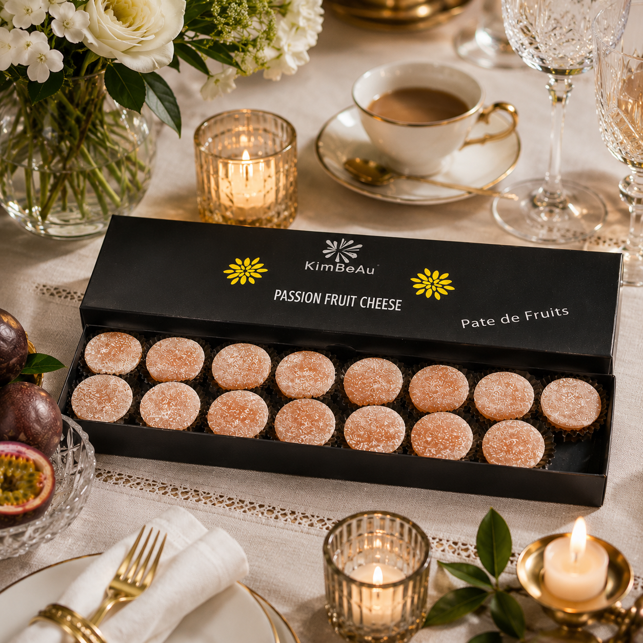 Passion fruit cheese pâte de fruit Savour the tropical bliss of fusion passion fruit cheese pâte de fruit a harmonious and vibrant blend of fruitiness KimBeAu