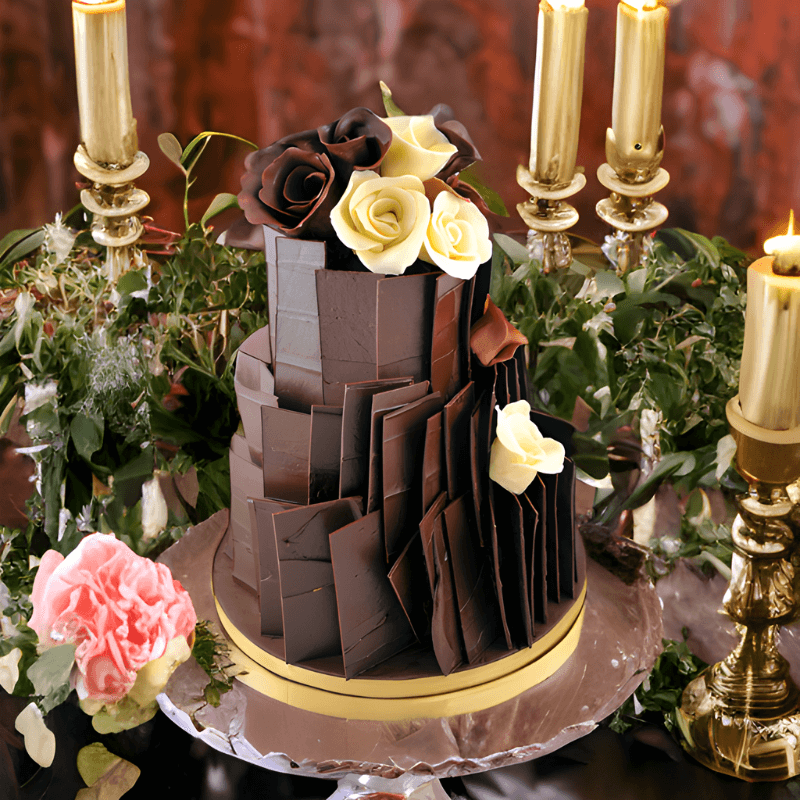 Chocolate Slab Three Tier will leave a lasting impression and satisfy even the most discerning chocolate lover