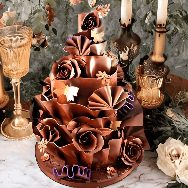 Unwrap a world of chocolate perfection with our Chocolate Wrapped Three Tier Cake