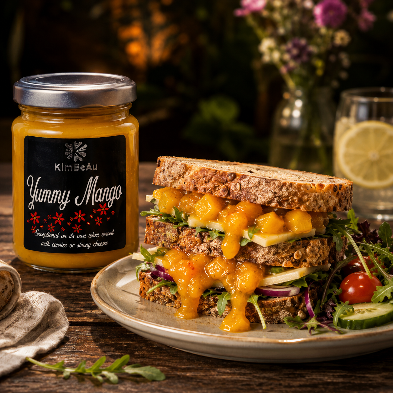 Buy Online Luxury gourmet sandwich plated with KimBeAu Yummy Mango