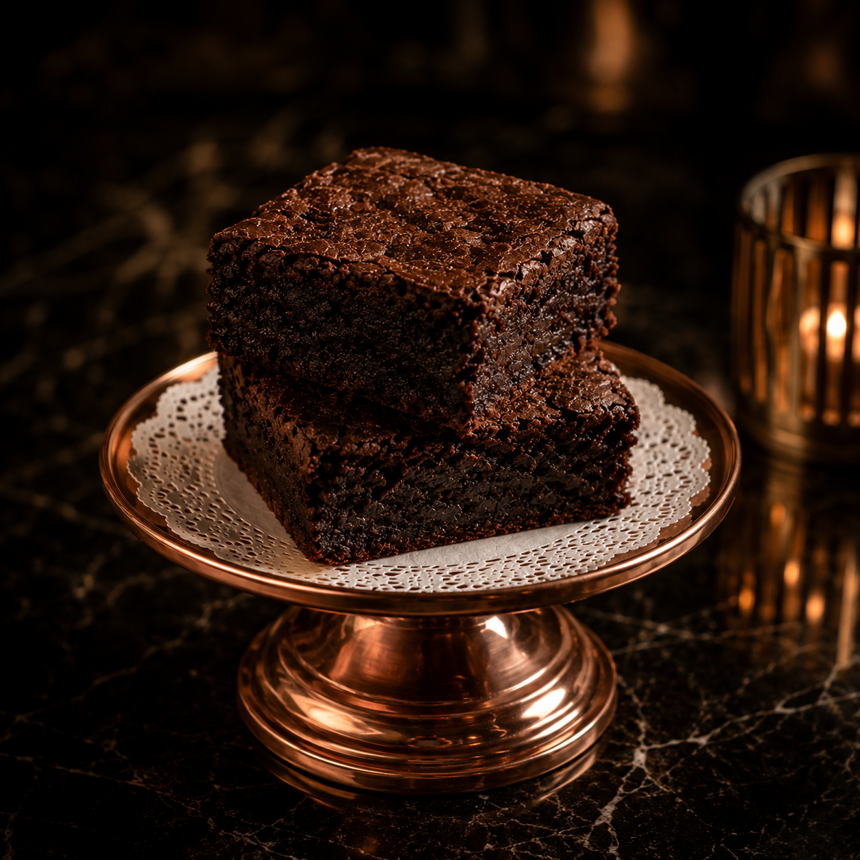 Buy Online KimBeAu luxury chocolate brownies on copper cake stand