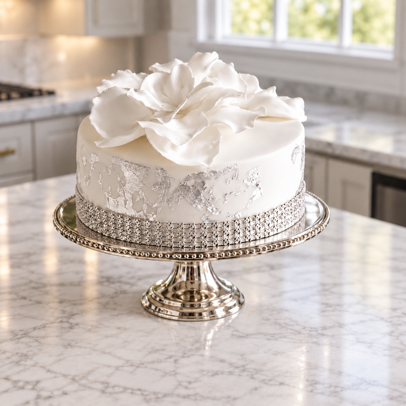 Luxury white celebration cake by KimBeAu for gifting and special occasions.