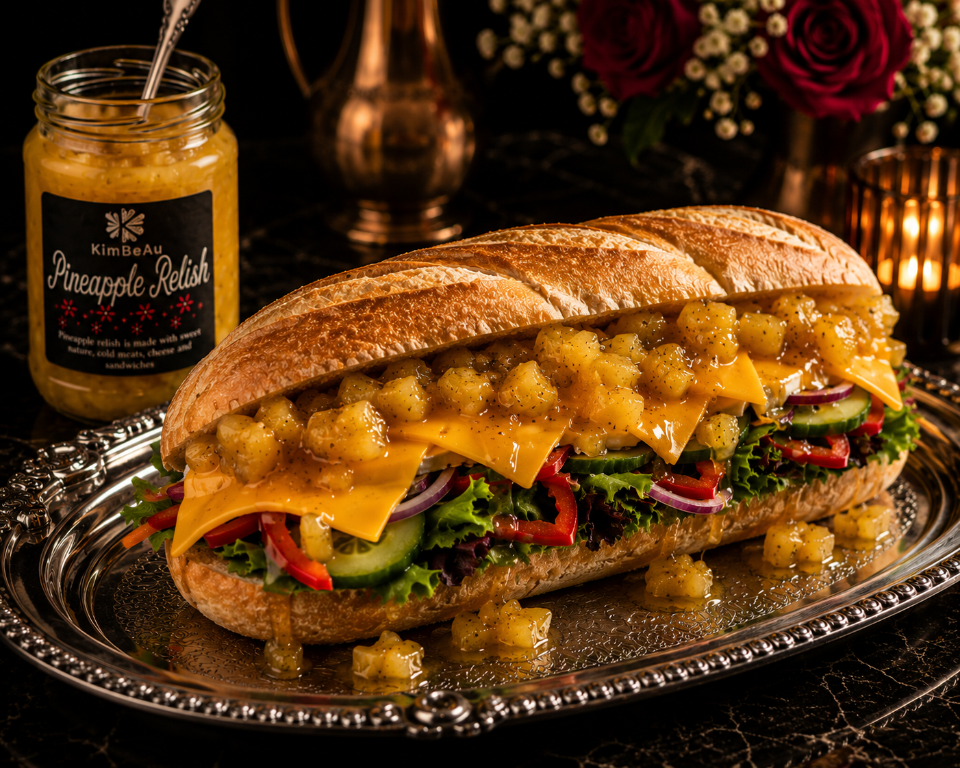 Buy Online Chunky pineapple relish condiment with luxury food presentation