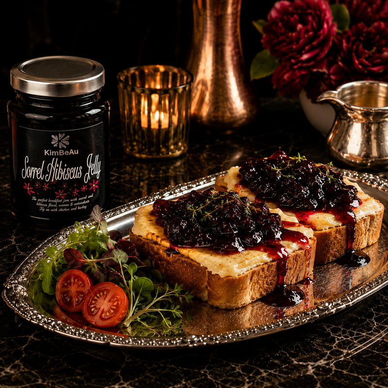 Buy Online Gourmet Caribbean Sorrel Hibiscus Jelly breakfast presentation