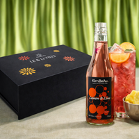 KimBeAu Lemon & Lime Still Non-Alcoholic Drink 250ml bottle with iced citrus glass on silk table setting