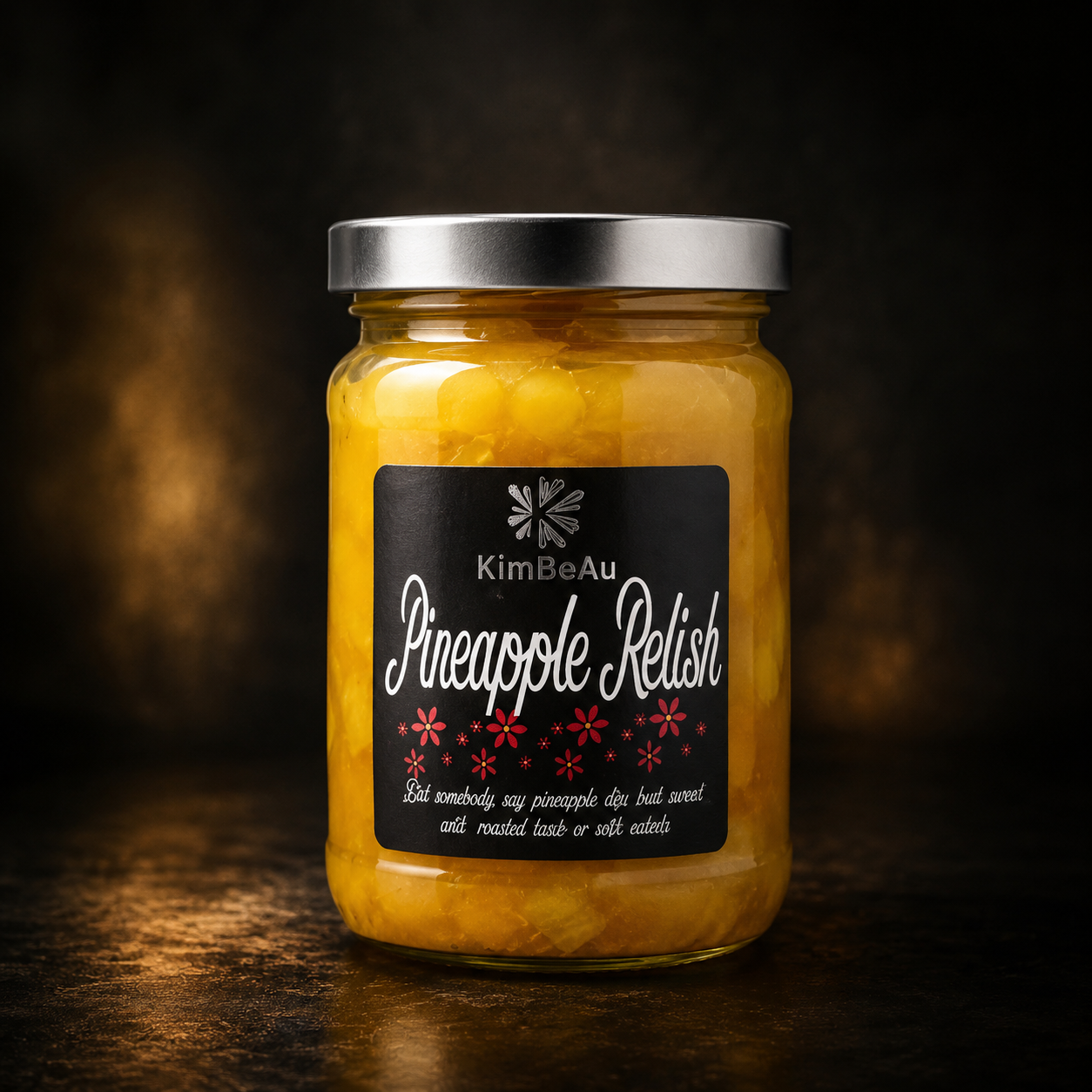 Buy Online Premium Pineapple Relish jar by KimBeAu with golden fruit pieces